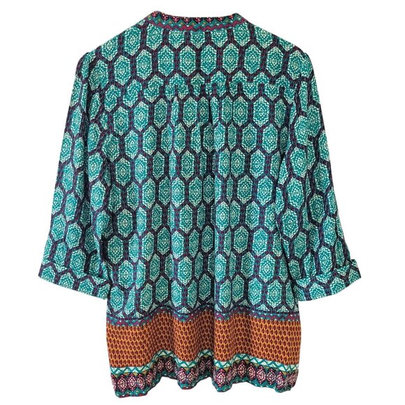 New Directions Womens Casual Blouse Top Size L Multicolor Aztec NWT - Picture 7 of 14
